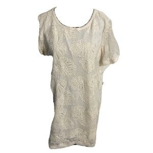 Loft Knee-High Dress Size XXL Short Sleeve White Paisley Embroidery W/sl…